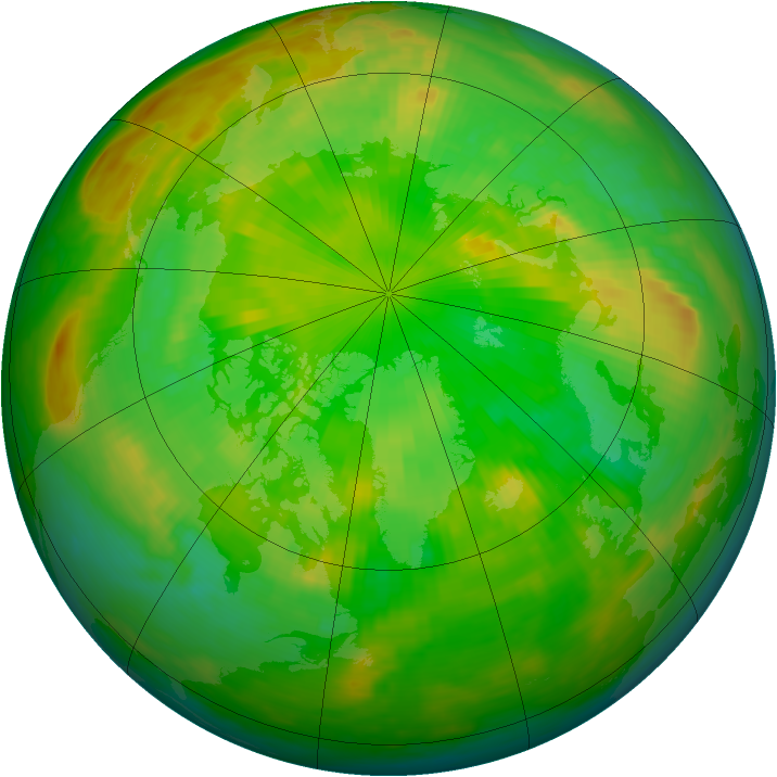 Arctic ozone map for 22 June 1983